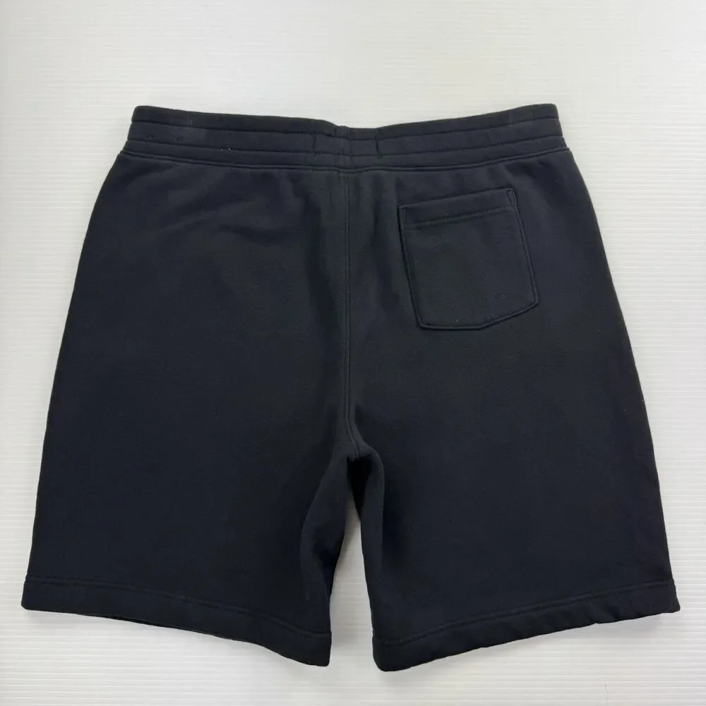 Hollister Men’s Black Sweat Shorts Logo Drawstring Zipper Pockets Size Large